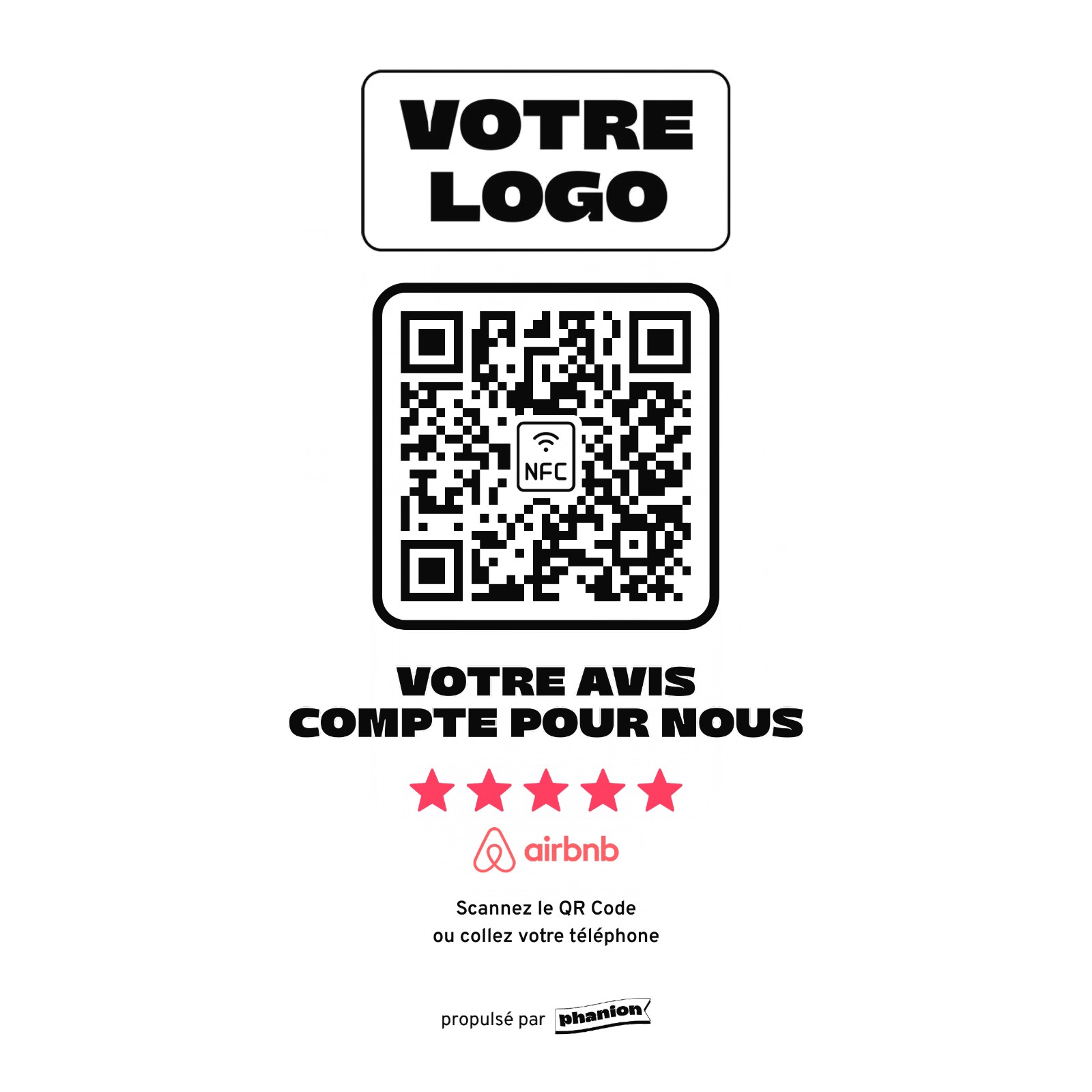 Aperçu de votre plaque avis airbnb « votre avis compte pour nous » acrylique