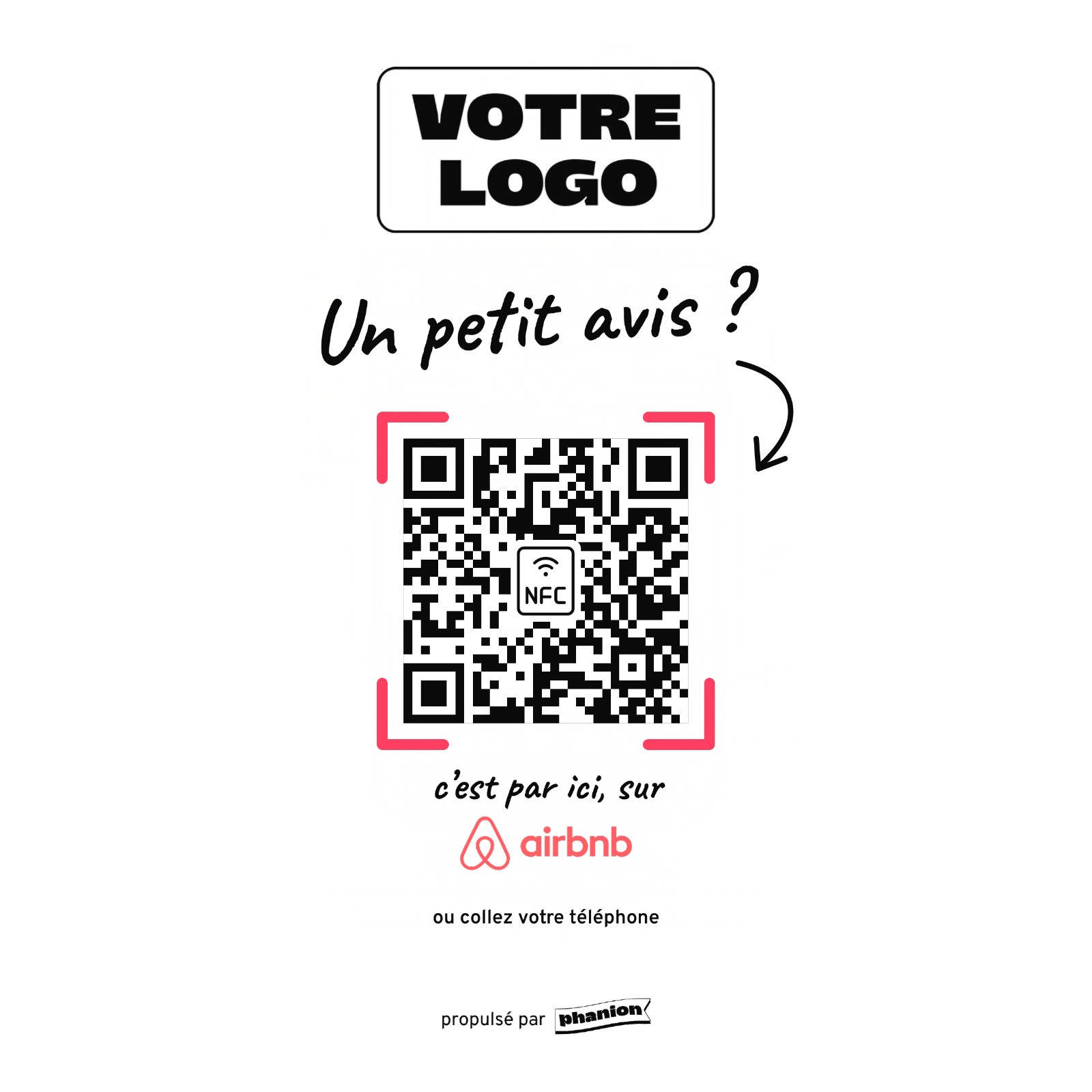 Aperçu de votre plaque avis airbnb manuscrite acrylique