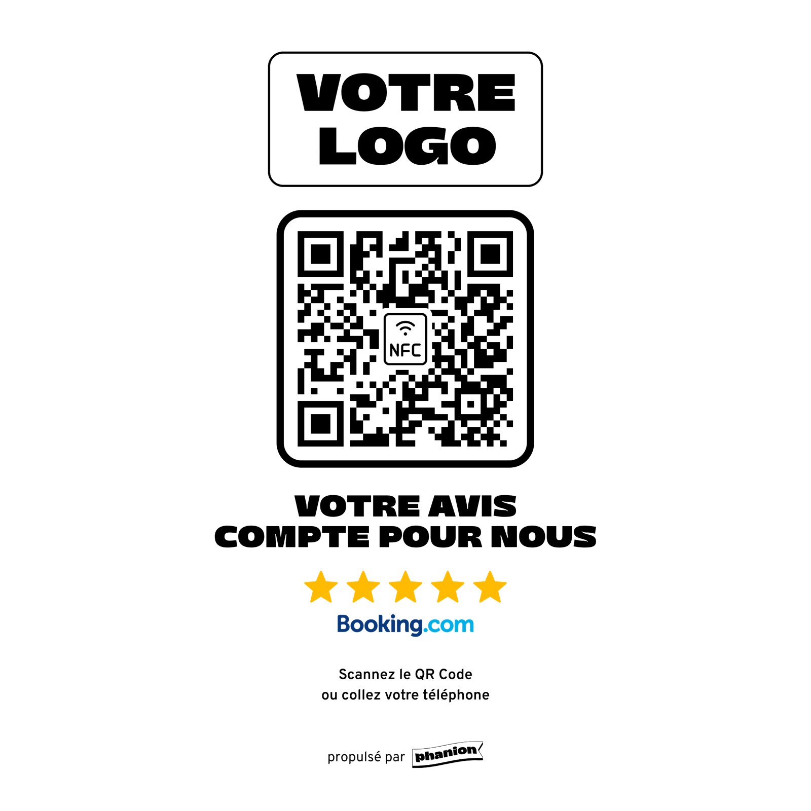 Aperçu de votre plaque avis booking « votre avis compte pour nous » acrylique