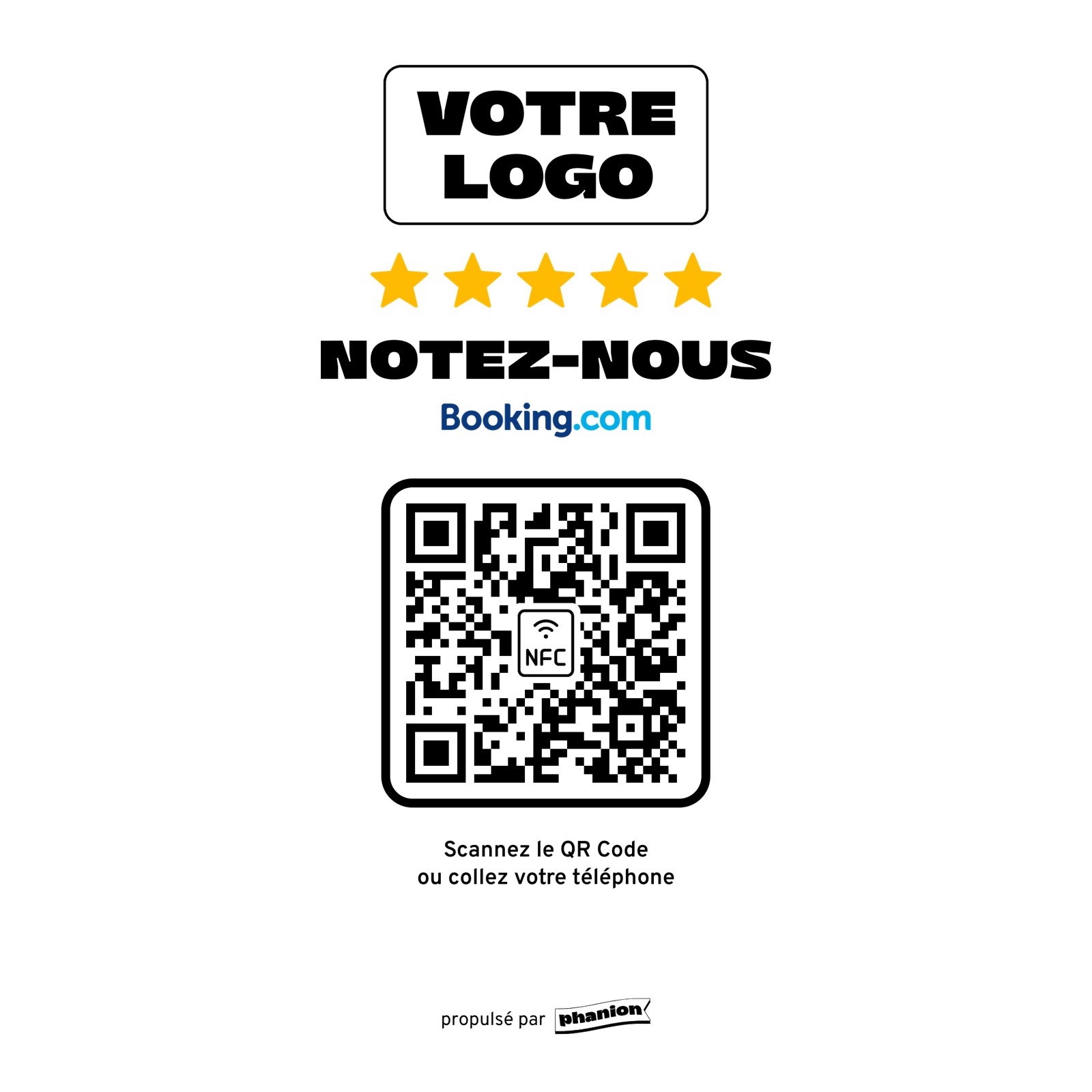 Aperçu de votre plaque avis booking « notez-nous » acrylique