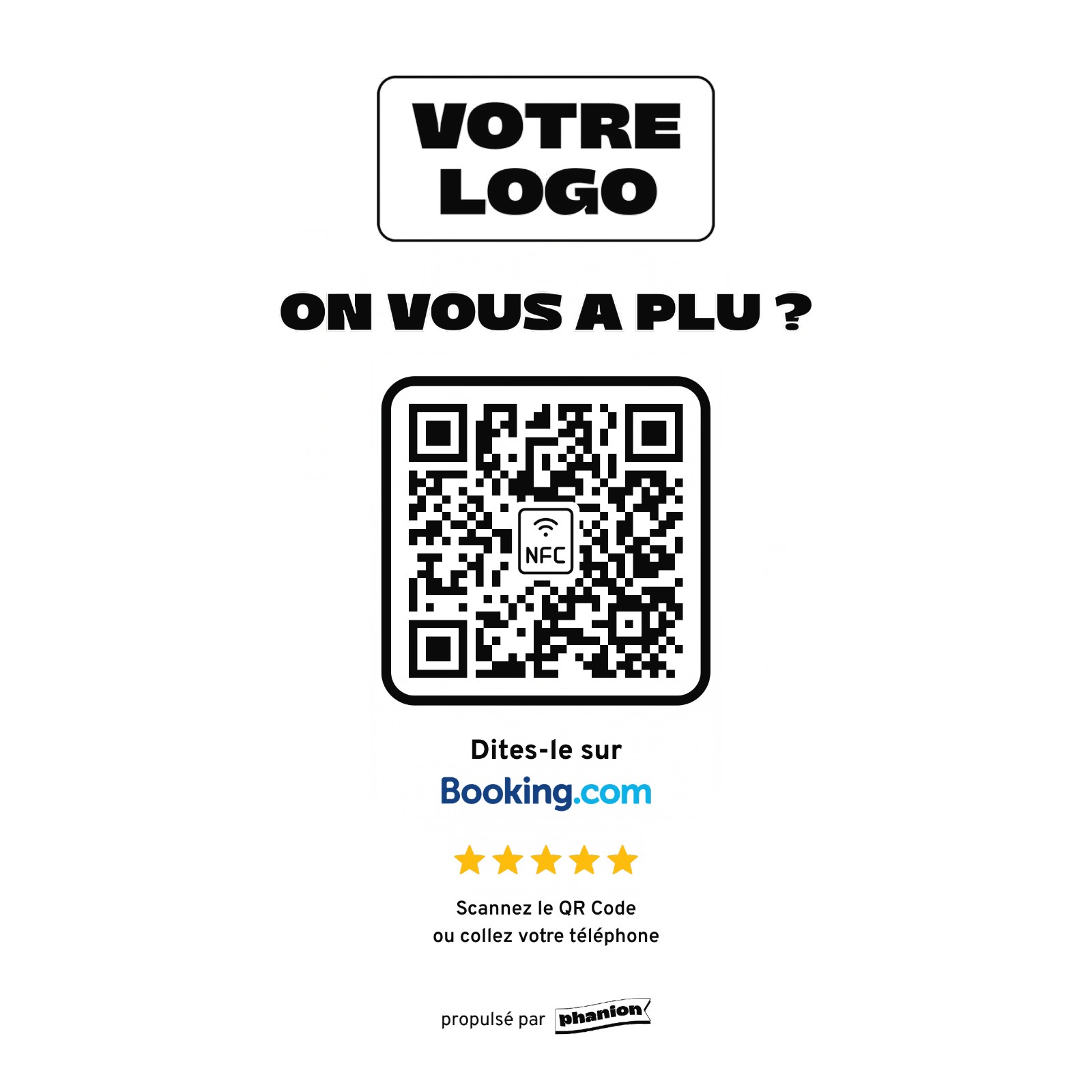 Aperçu de votre plaque avis booking « on vous a plu ? » led