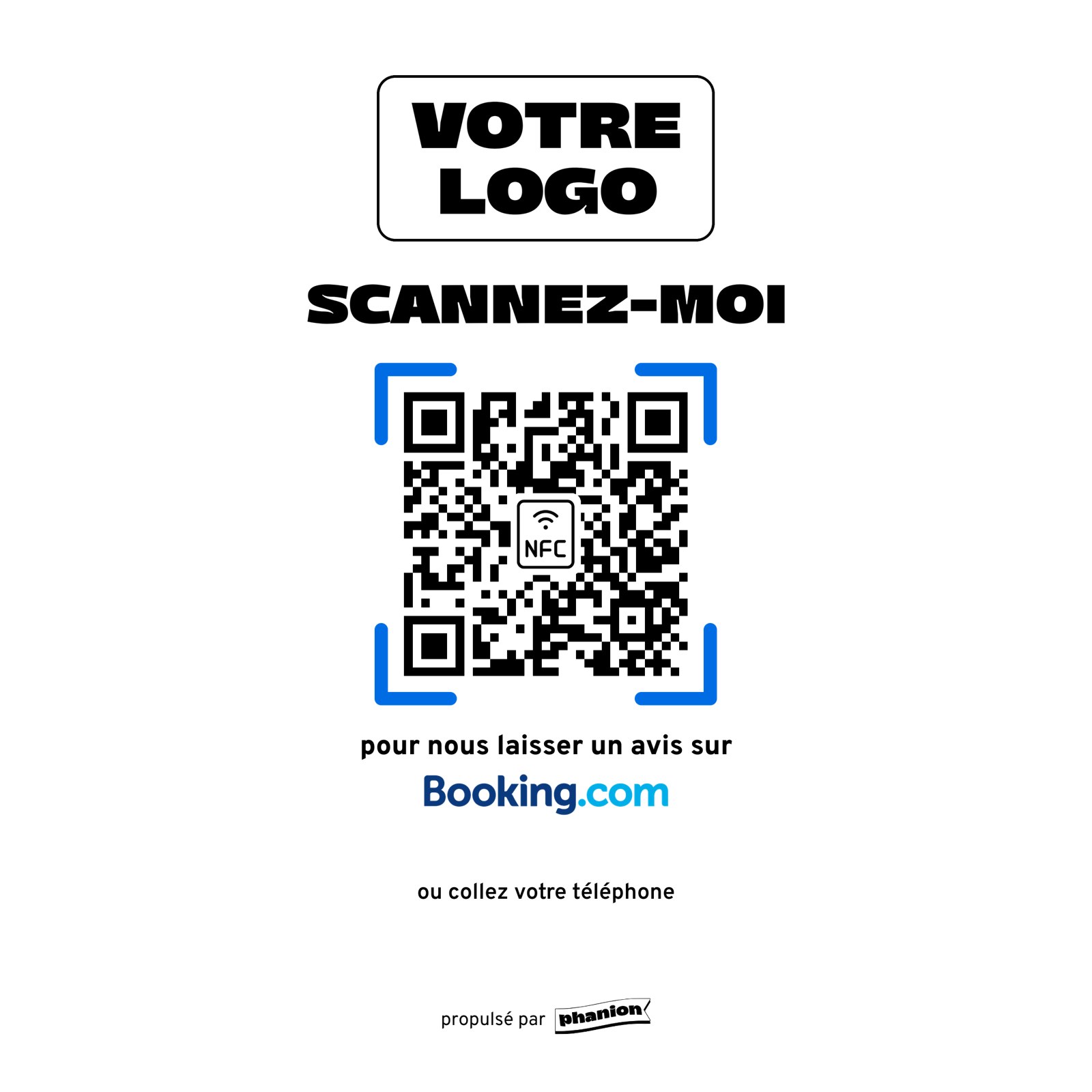 Aperçu de votre plaque avis booking « scannez-moi » led