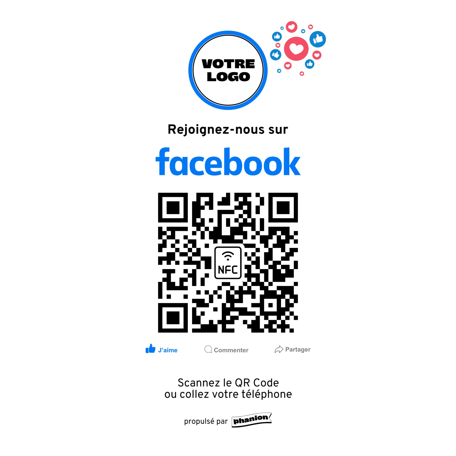 Aperçu de votre plaque facebook nfc sans contact acrylique
