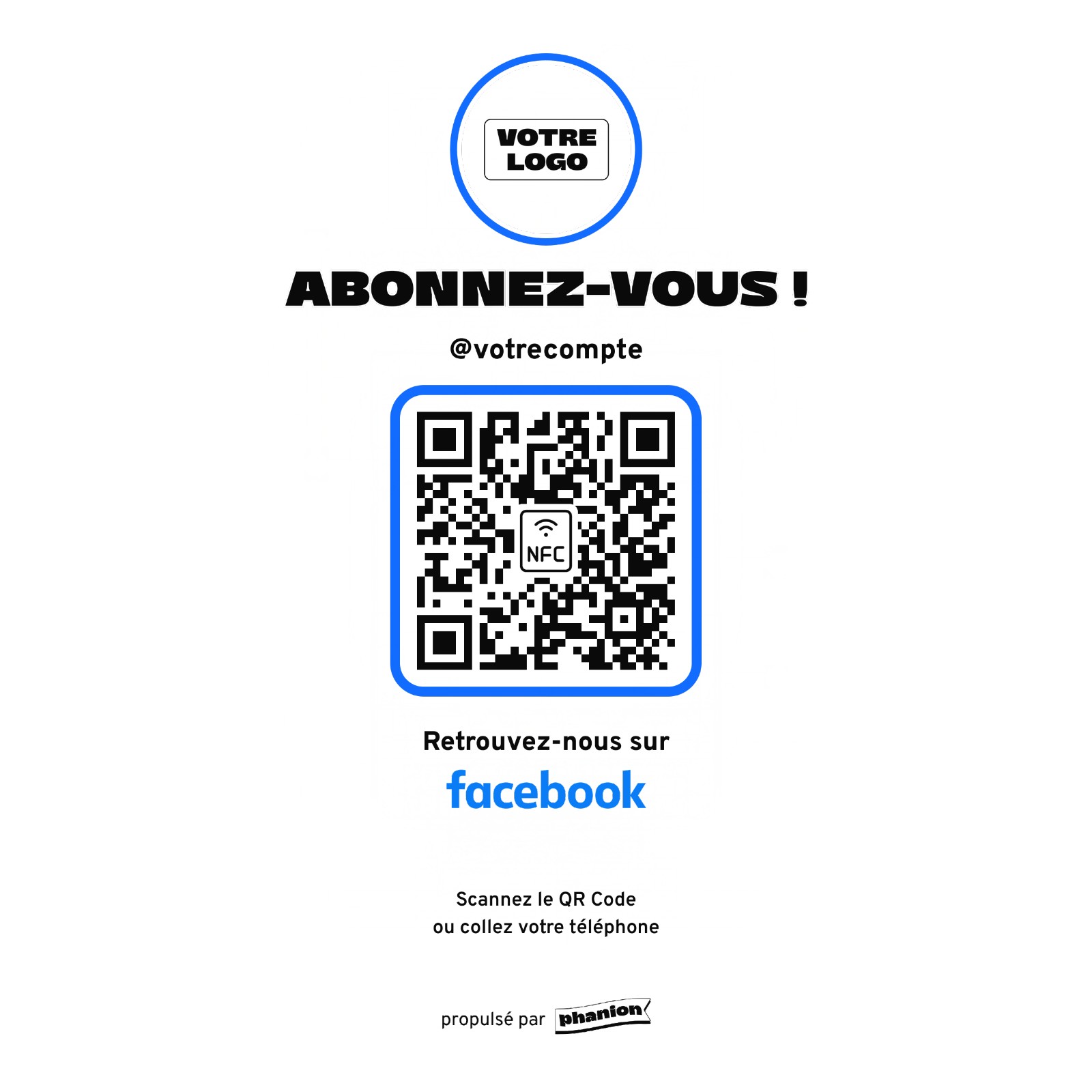 Aperçu de votre plaque facebook « abonnez-vous ! » led