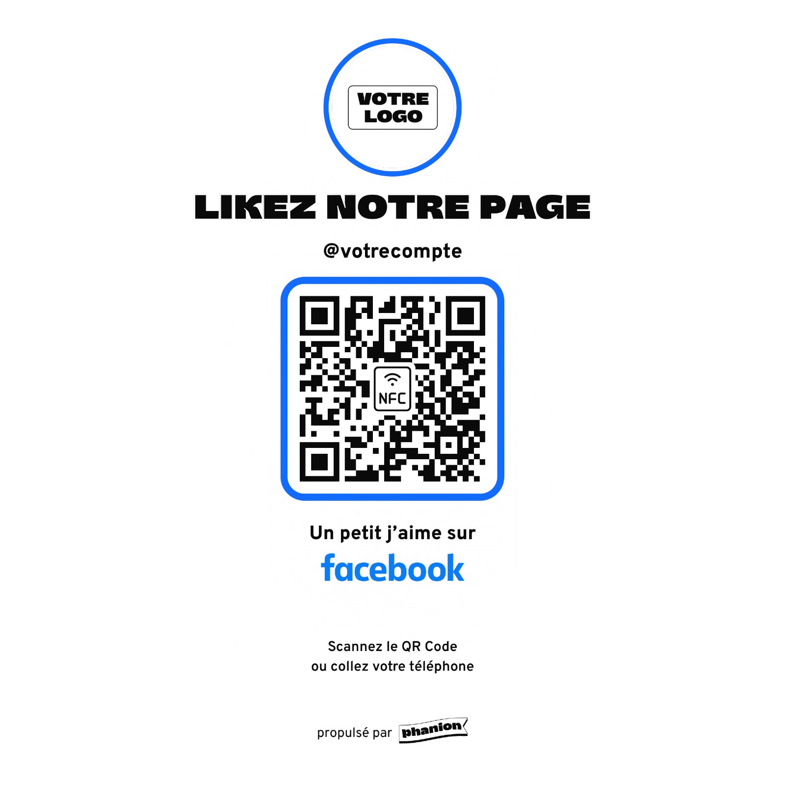 Aperçu de votre plaque facebook « likez notre page » led