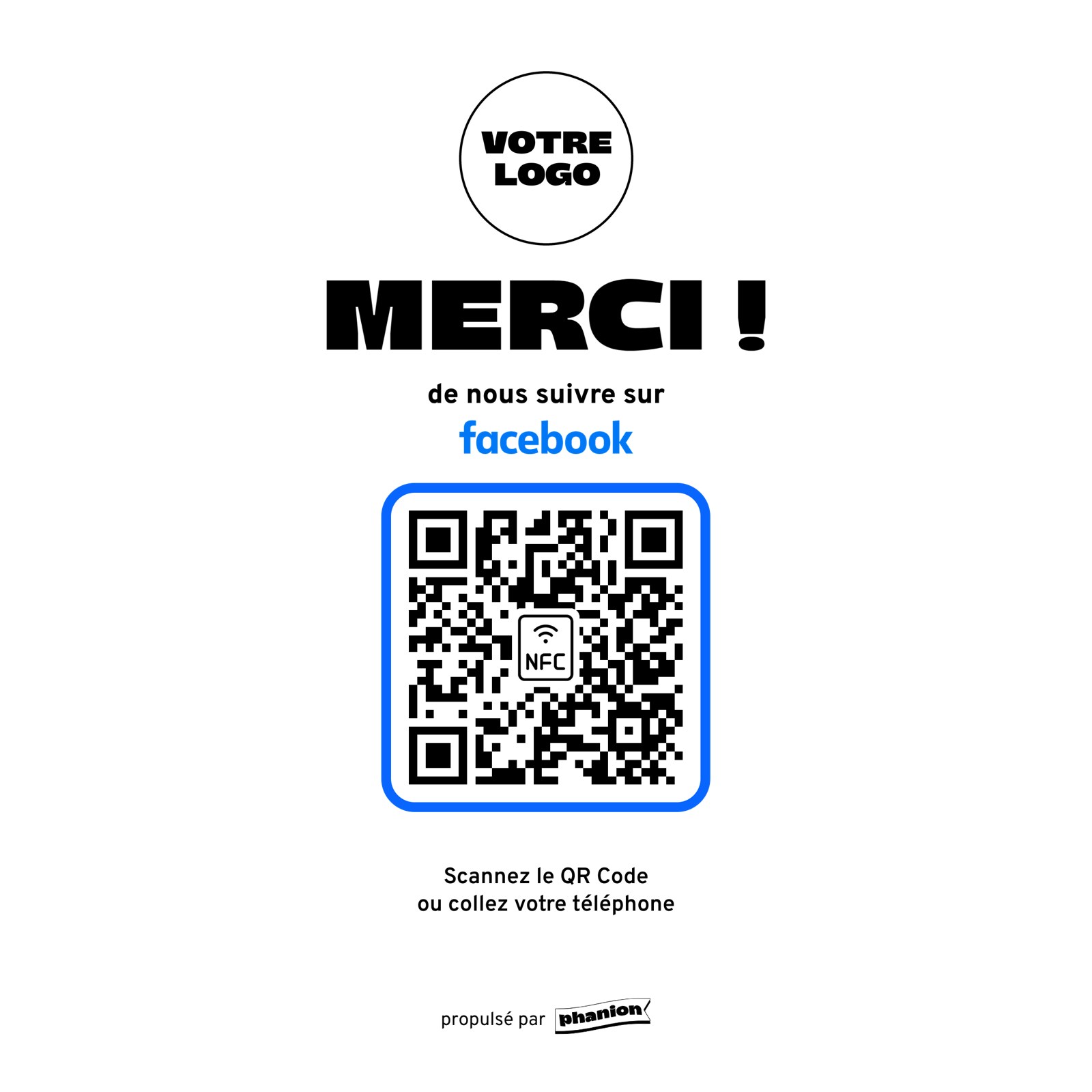 Aperçu de votre plaque facebook « merci ! » led
