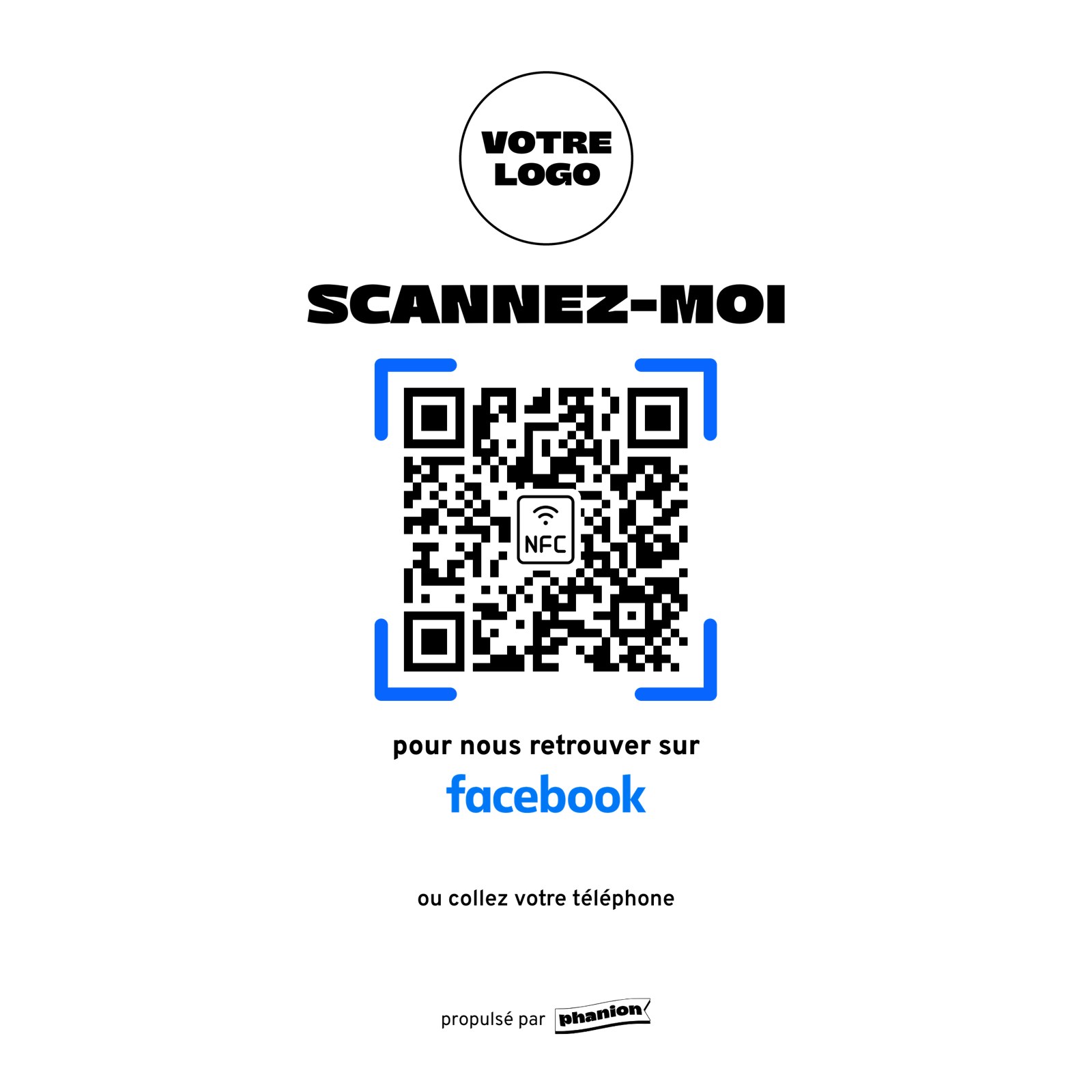Aperçu de votre plaque facebook « scannez-moi » acrylique