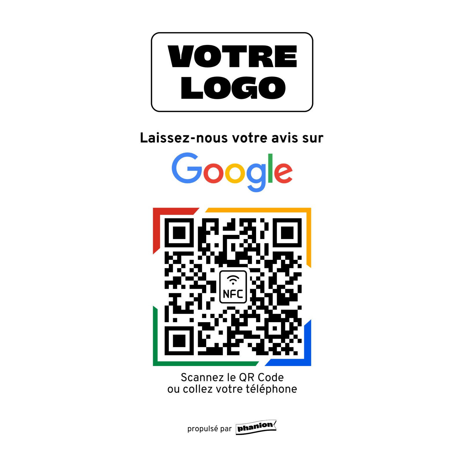 Aperçu de votre plaque avis google nfc sans contact bois
