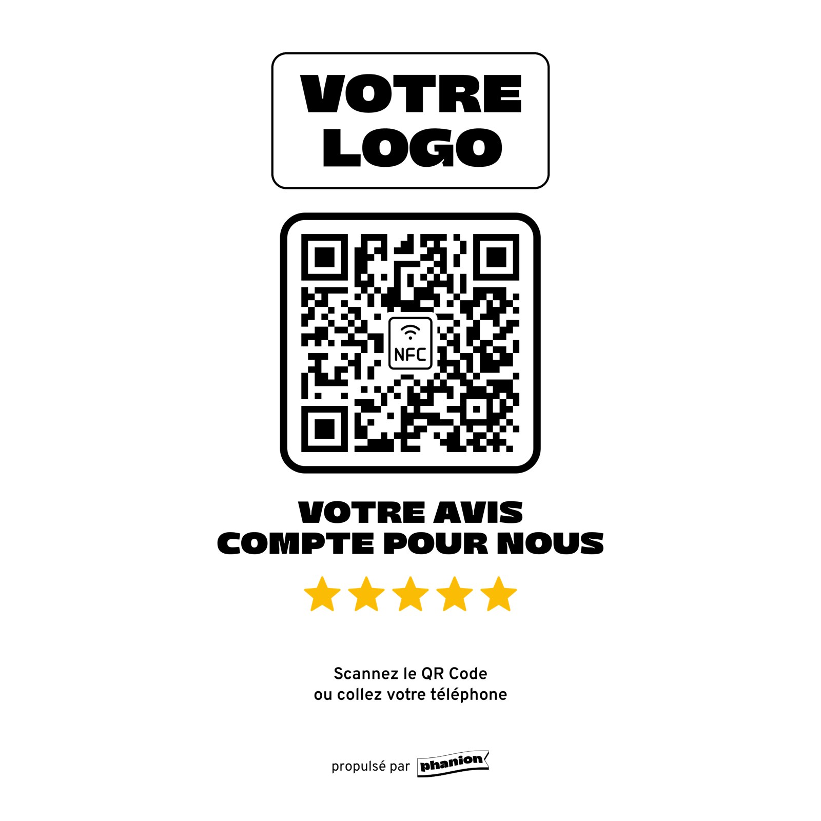 Aperçu de votre plaque avis google « votre avis compte pour nous » acrylique