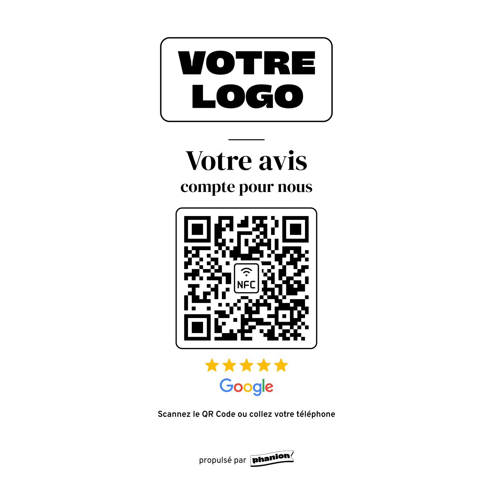 Aperçu de votre plaque avis google élégante led