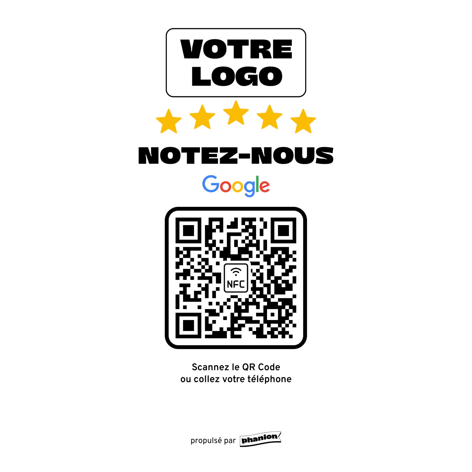 Aperçu de votre plaque avis google « notez-nous » led
