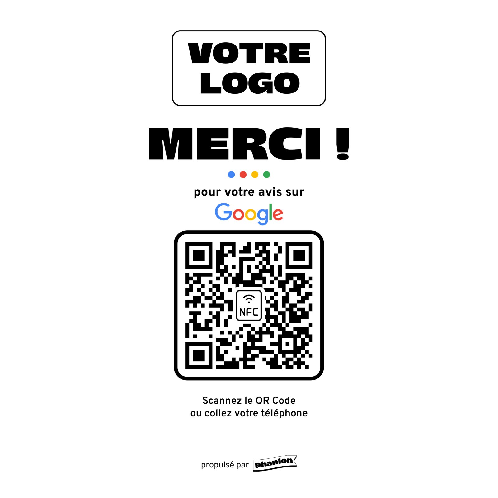 Aperçu de votre plaque avis google « merci ! » acrylique