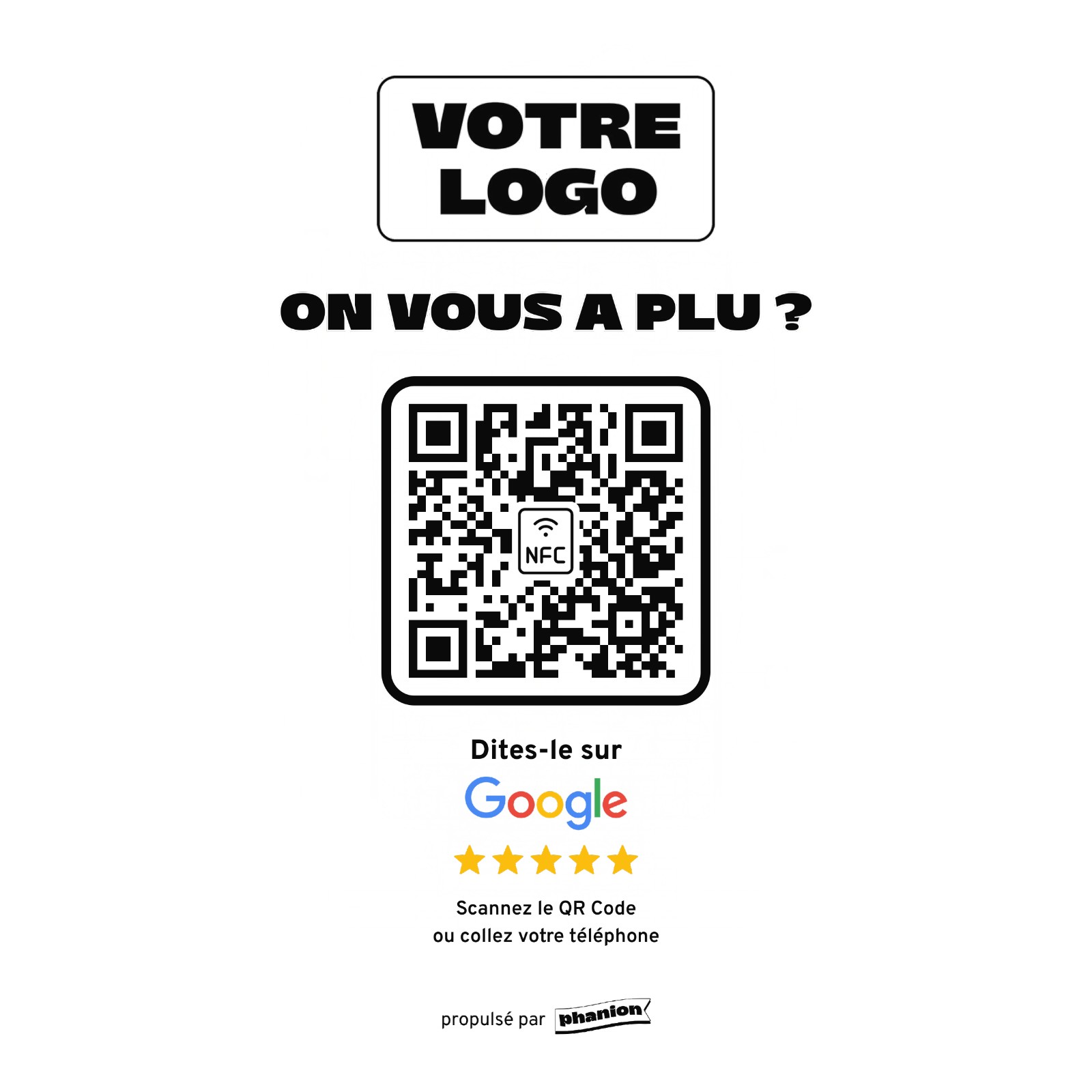 Aperçu de votre plaque avis google « on vous a plu ? » acrylique