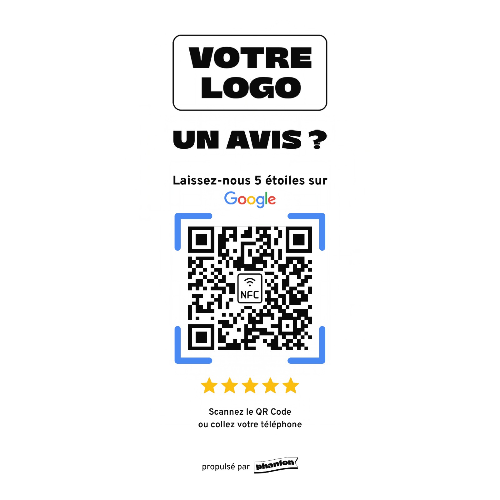 Aperçu de votre plaque avis google « un avis ? » acrylique