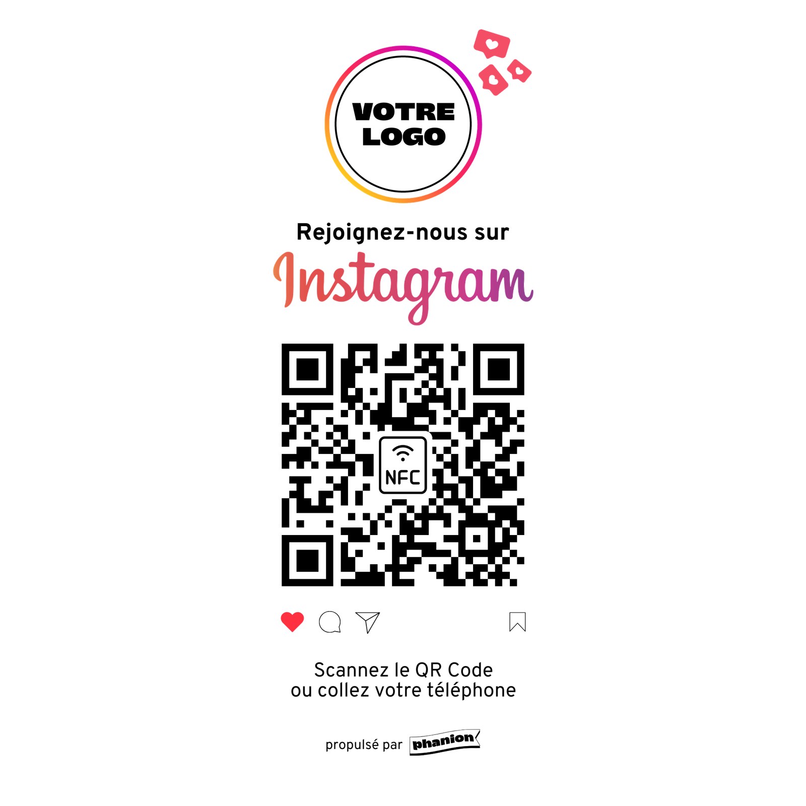 Aperçu de votre plaque instagram nfc sans contact led acrylique