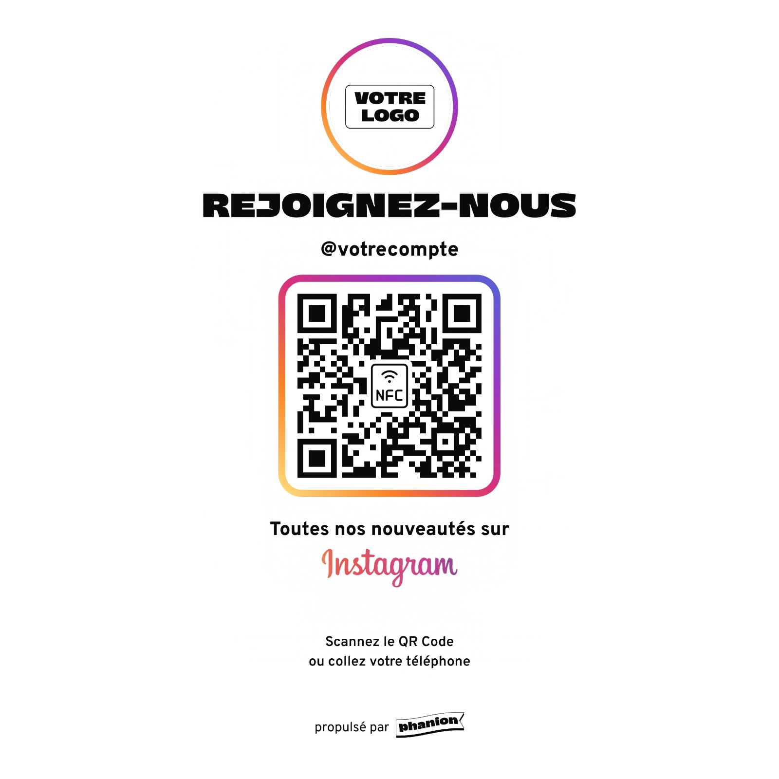 Aperçu de votre plaque instagram « rejoignez-nous » acrylique