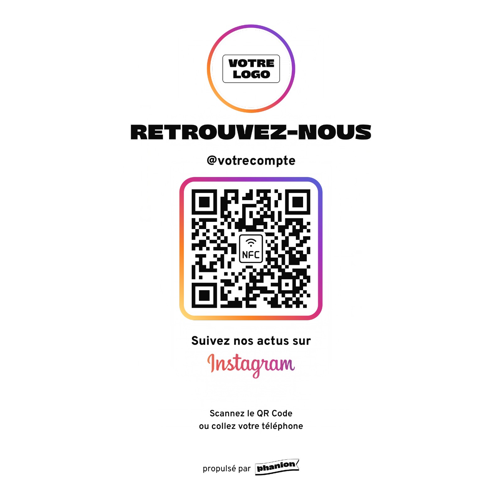 Aperçu de votre plaque instagram « retrouvez-nous » led