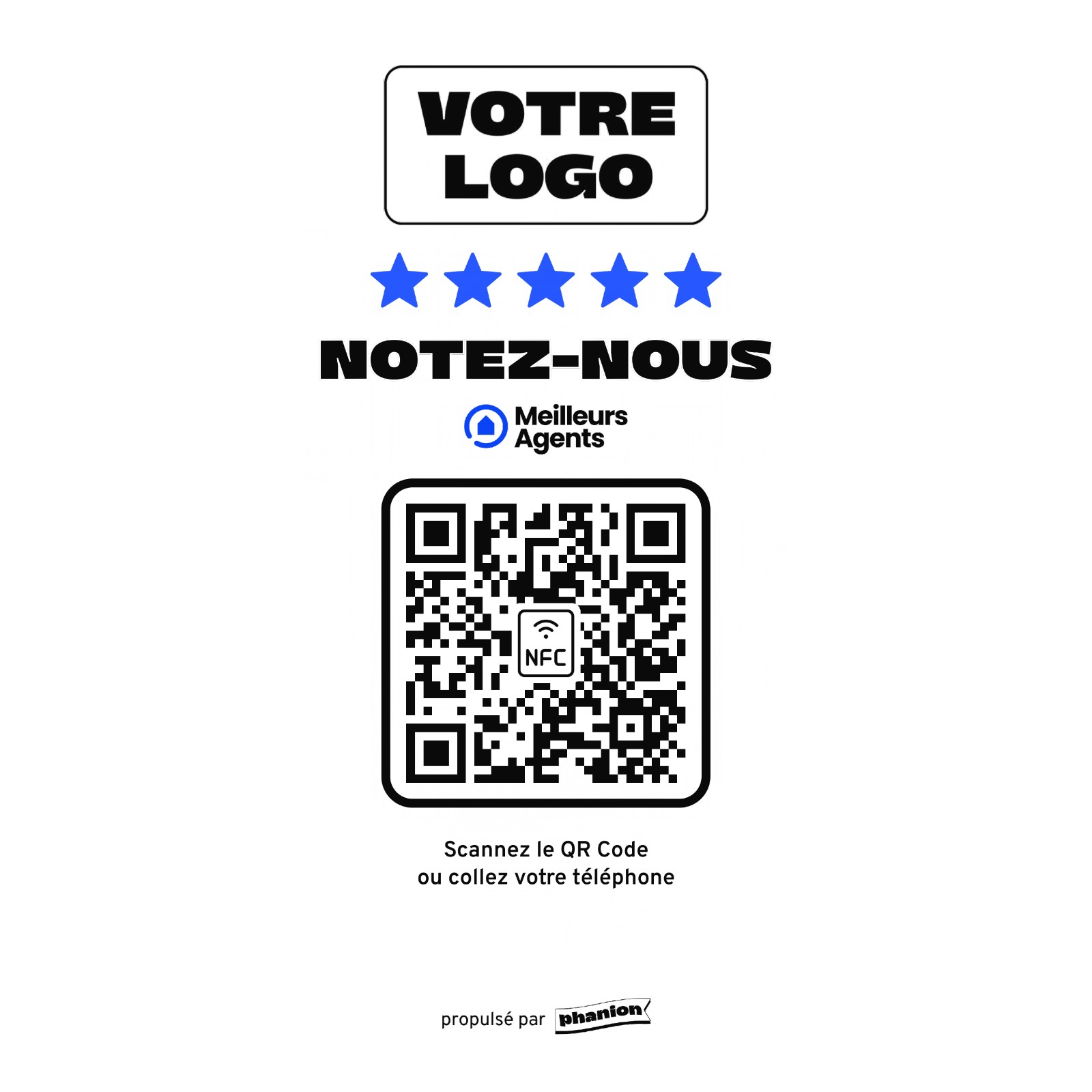 Aperçu de votre plaque avis meilleurs agents « notez-nous » led