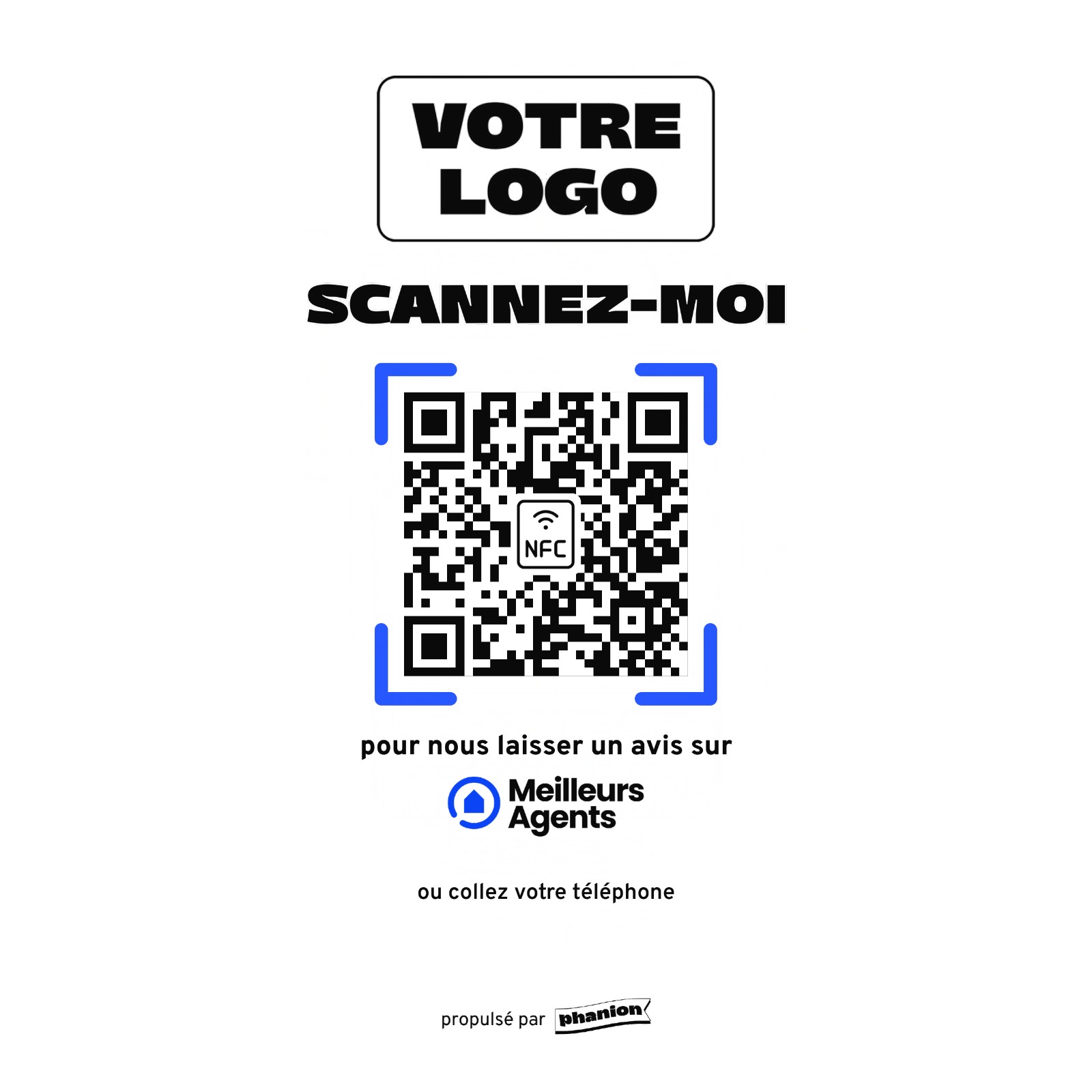 Aperçu de votre plaque avis meilleurs agents « scannez-moi » led