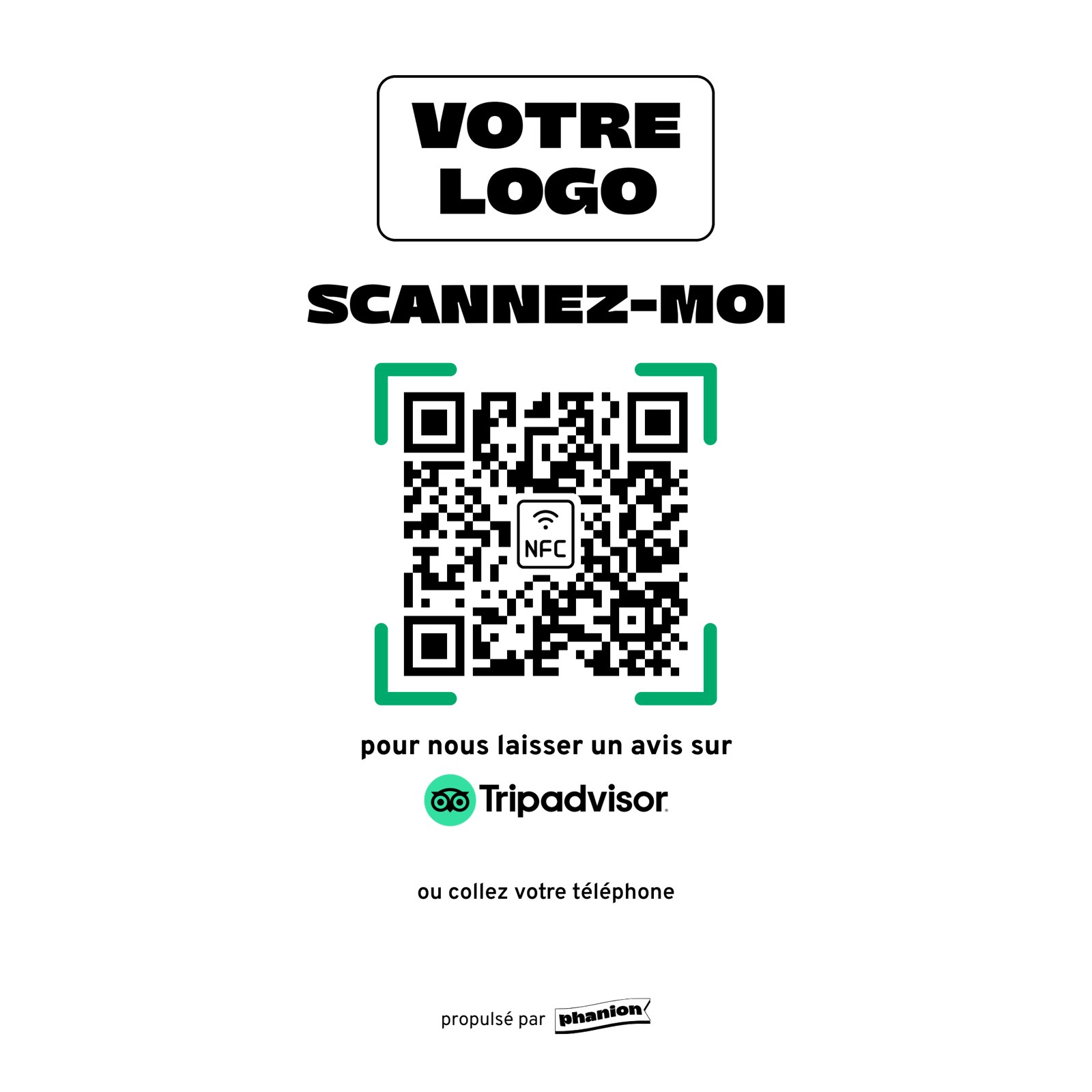 Aperçu de votre plaque avis tripadvisor « scannez-moi » acrylique