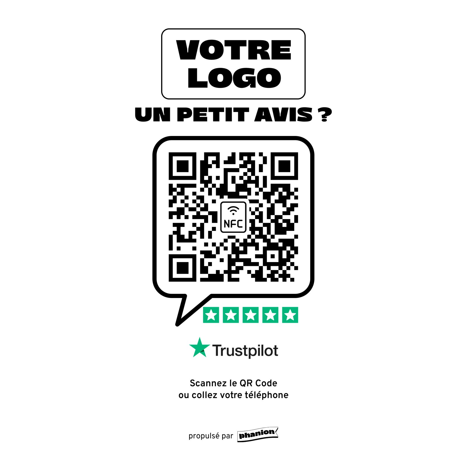 Aperçu de votre plaque avis trustpilot « un petit avis ? » acrylique