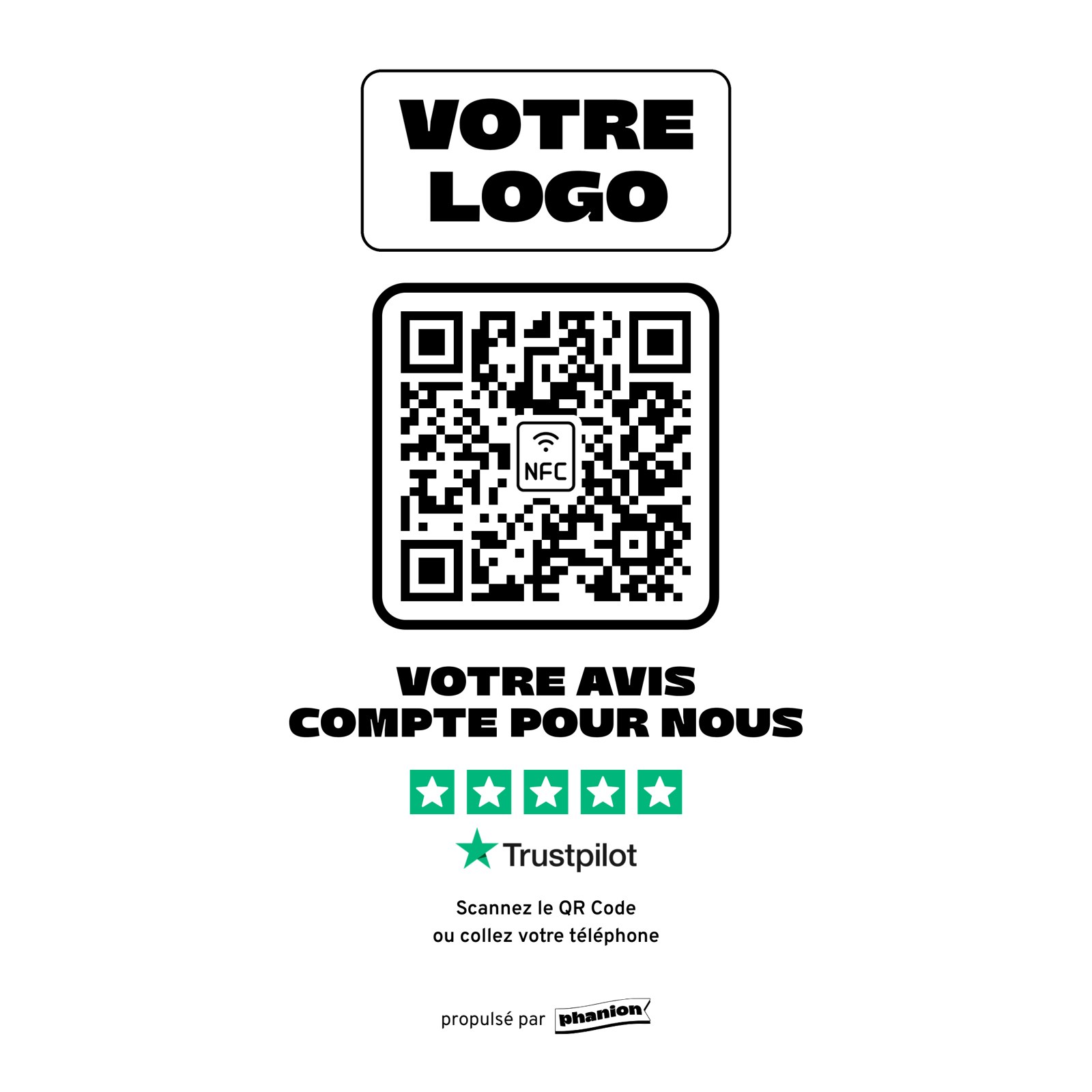 Aperçu de votre plaque avis trustpilot « votre avis compte pour nous » acrylique