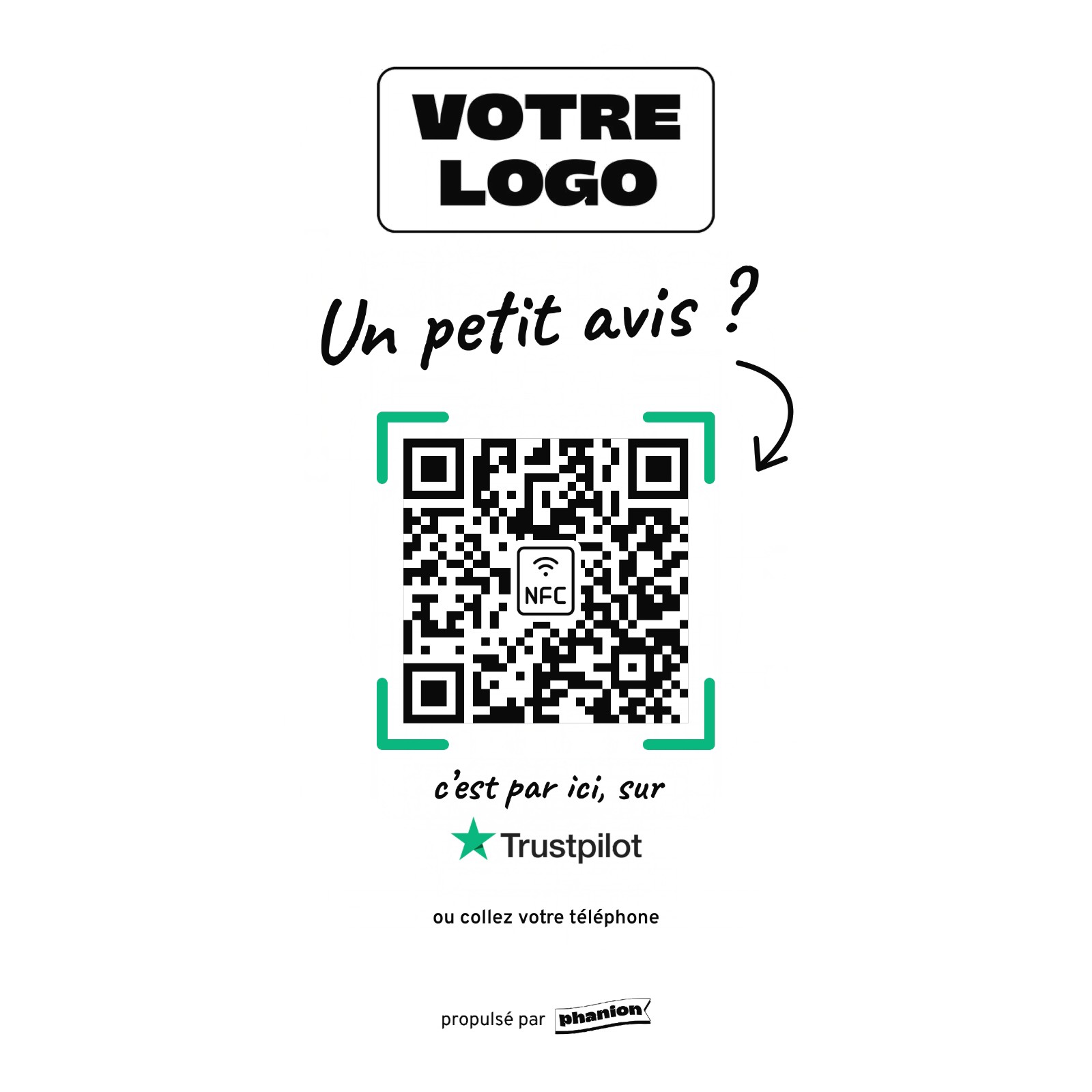 Aperçu de votre plaque avis trustpilot manuscrite led