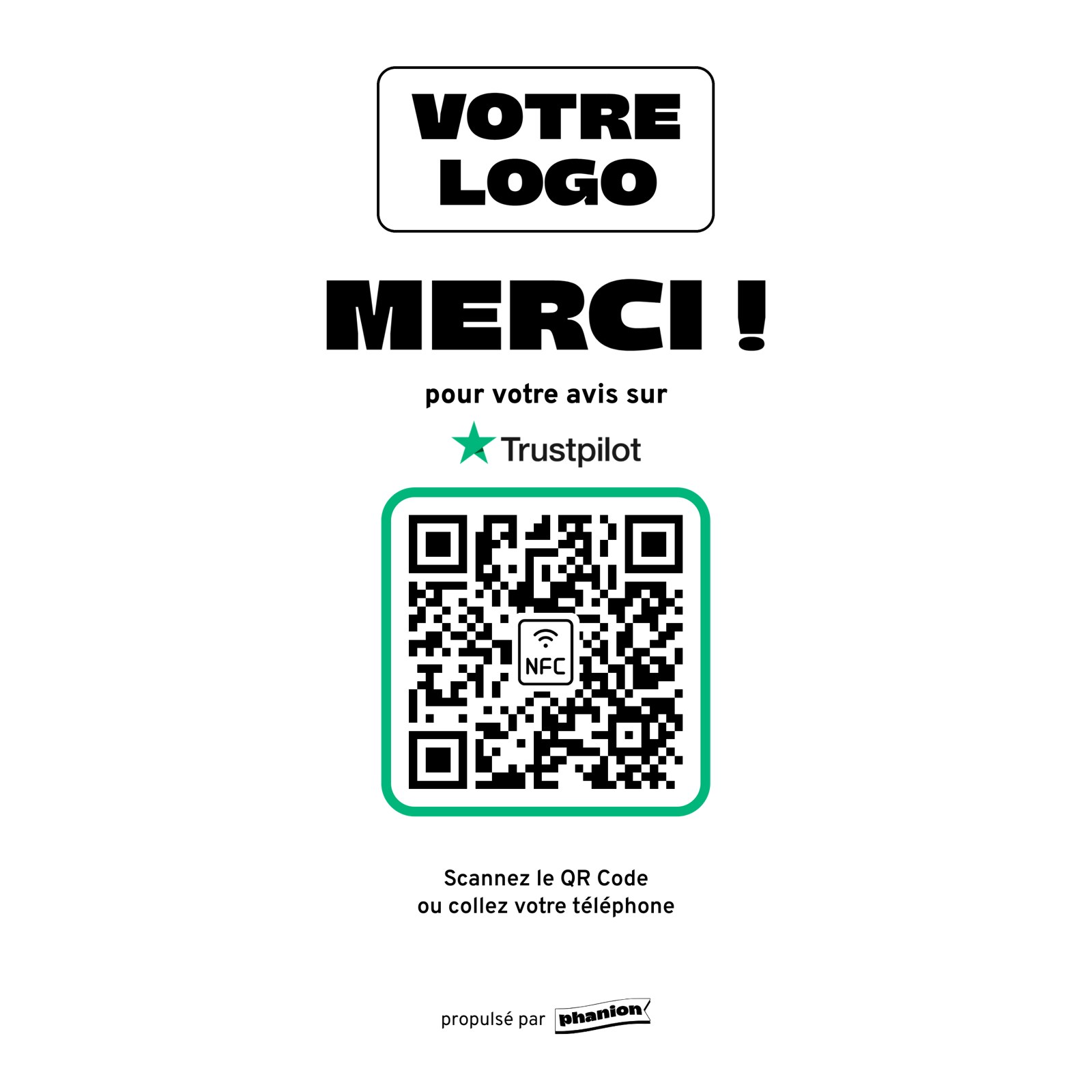 Aperçu de votre plaque avis trustpilot « merci ! » acrylique