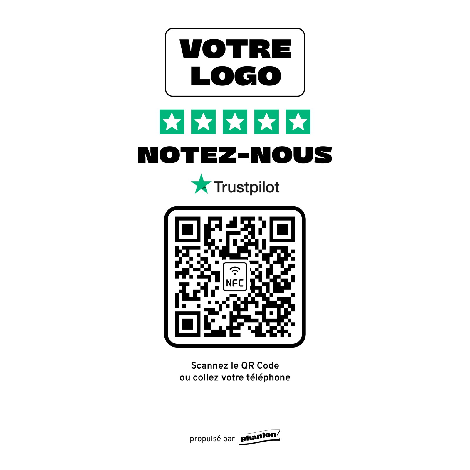 Aperçu de votre plaque avis trustpilot « notez-nous » acrylique