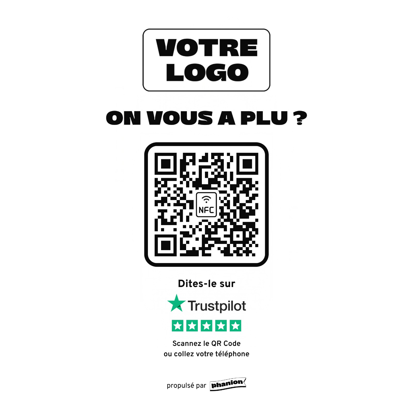 Aperçu de votre plaque avis trustpilot « on vous a plu ? » led