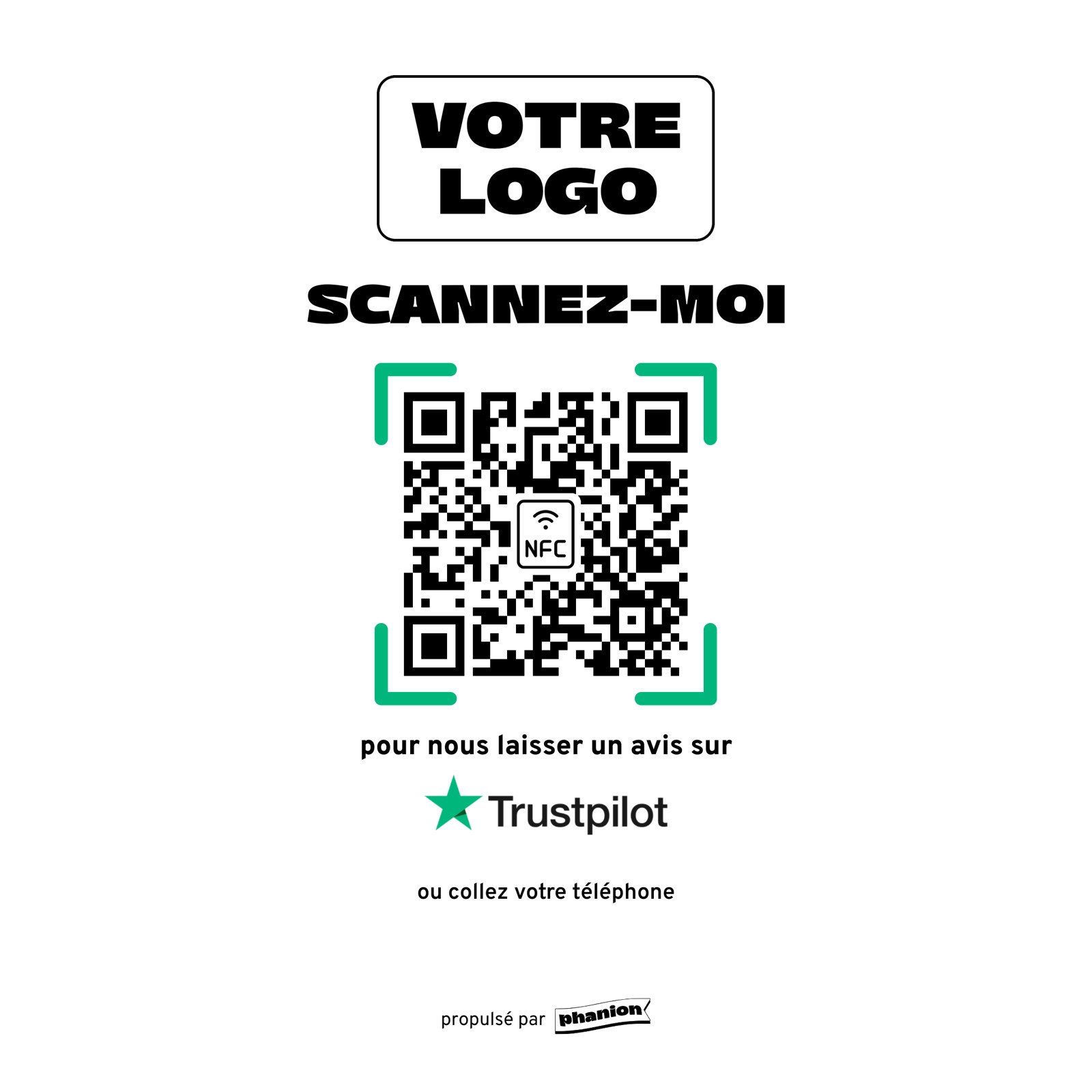 Aperçu de votre plaque avis trustpilot « scannez-moi » acrylique