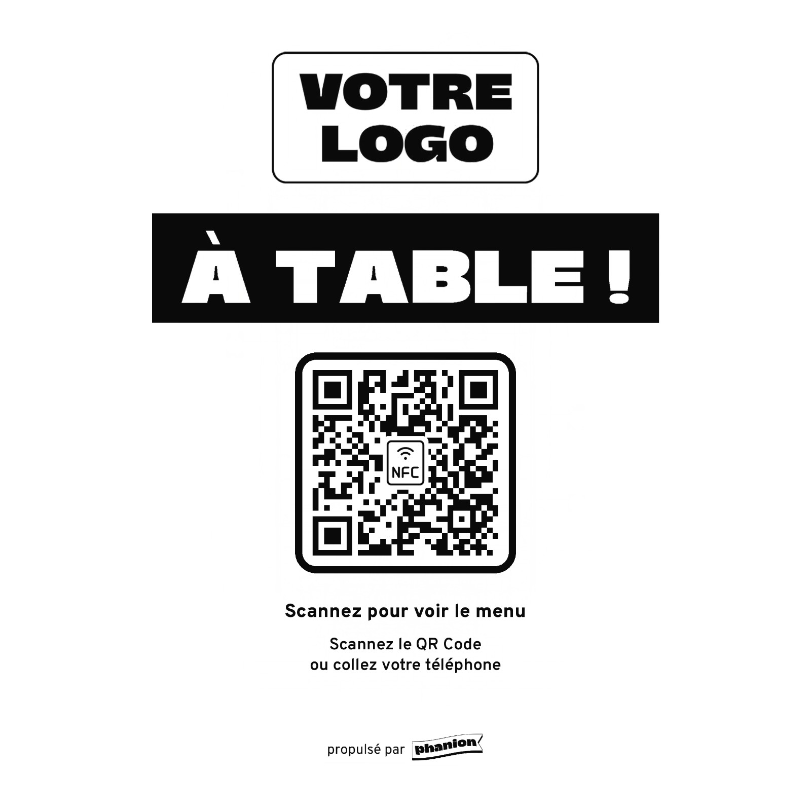 Aperçu de votre plaque menu « à table » acrylique