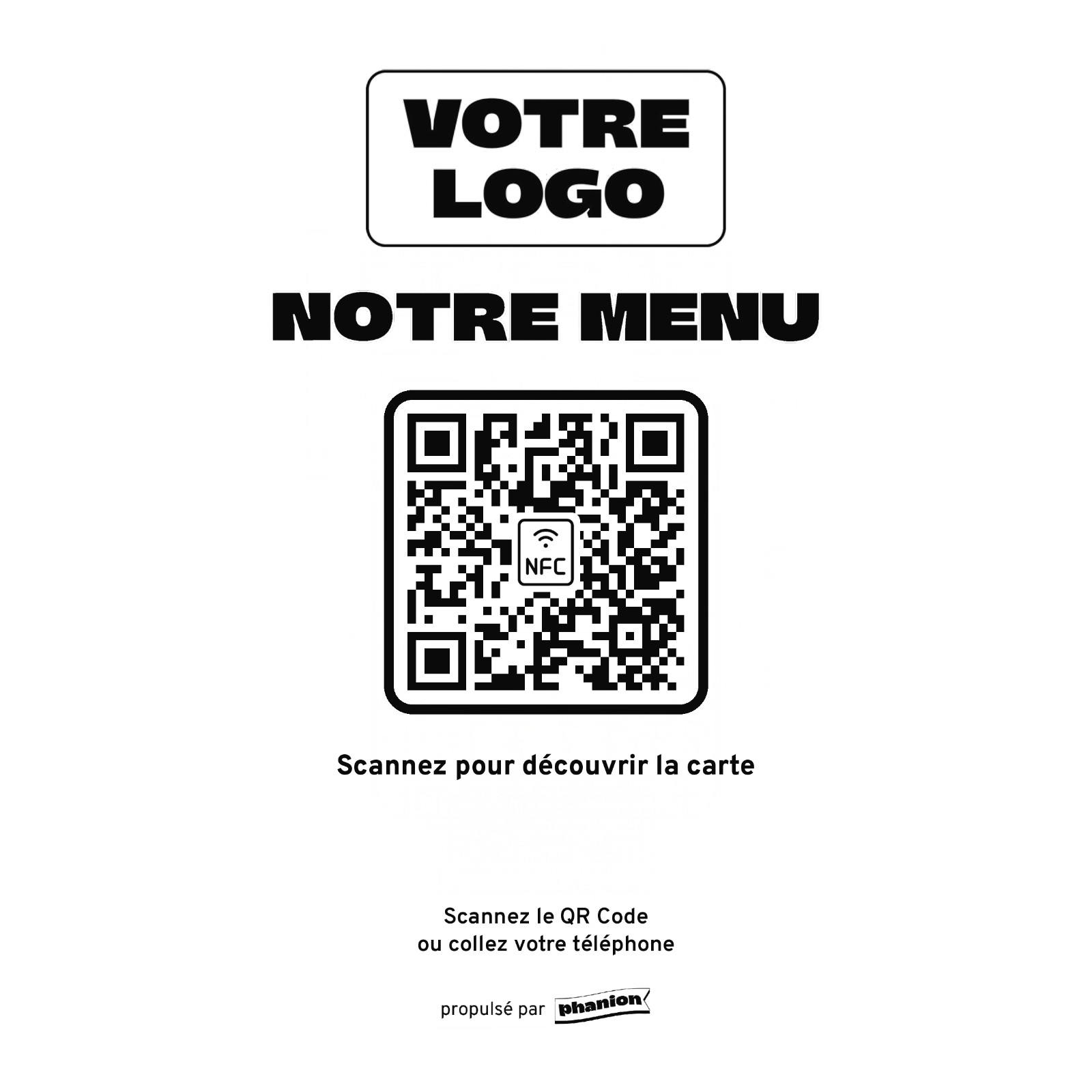 Aperçu de votre plaque menu « notre menu » led