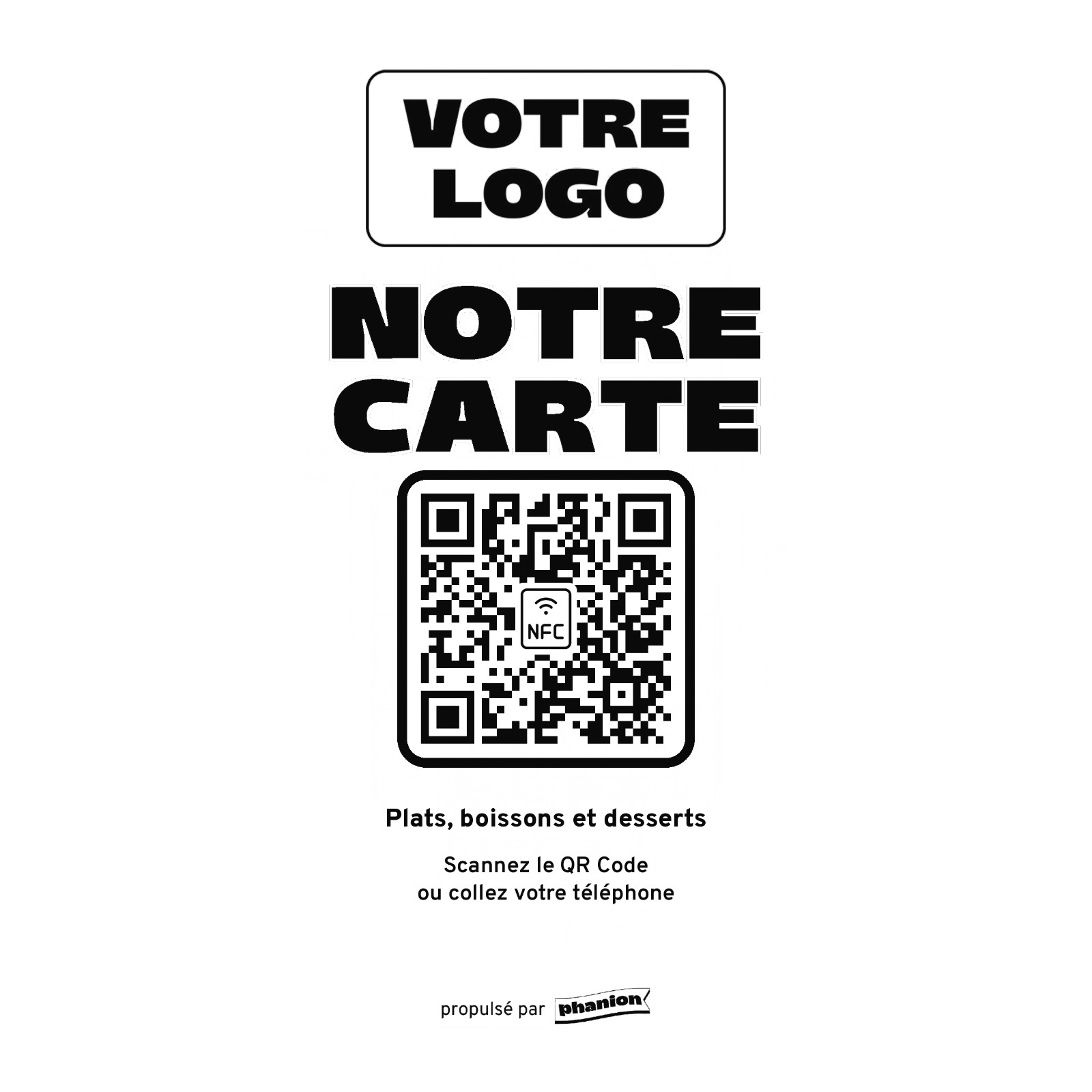 Aperçu de votre plaque menu « notre carte » acrylique