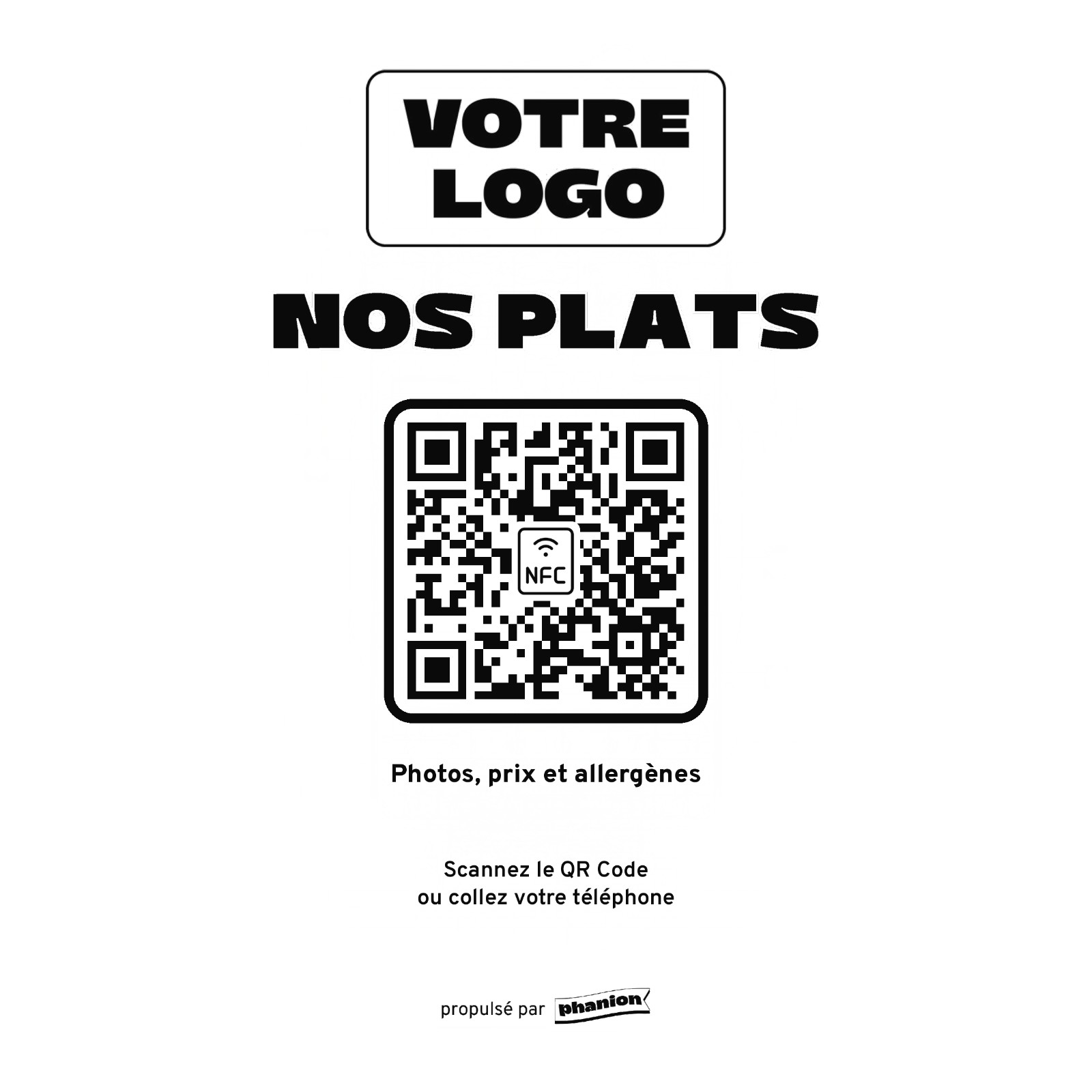 Aperçu de votre plaque menu « nos plats » led