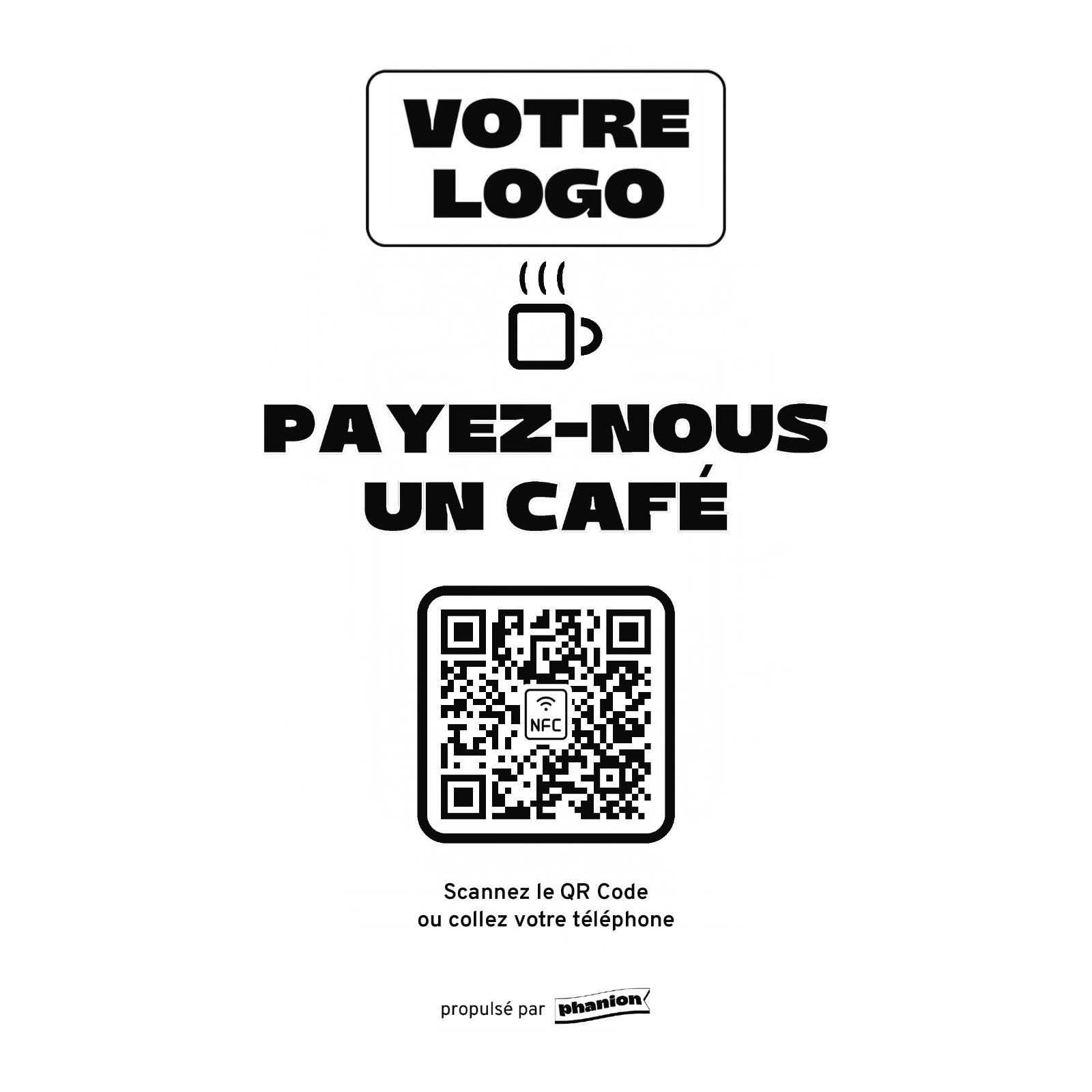 Aperçu de votre plaque pourboire « payez-nous un café » acrylique