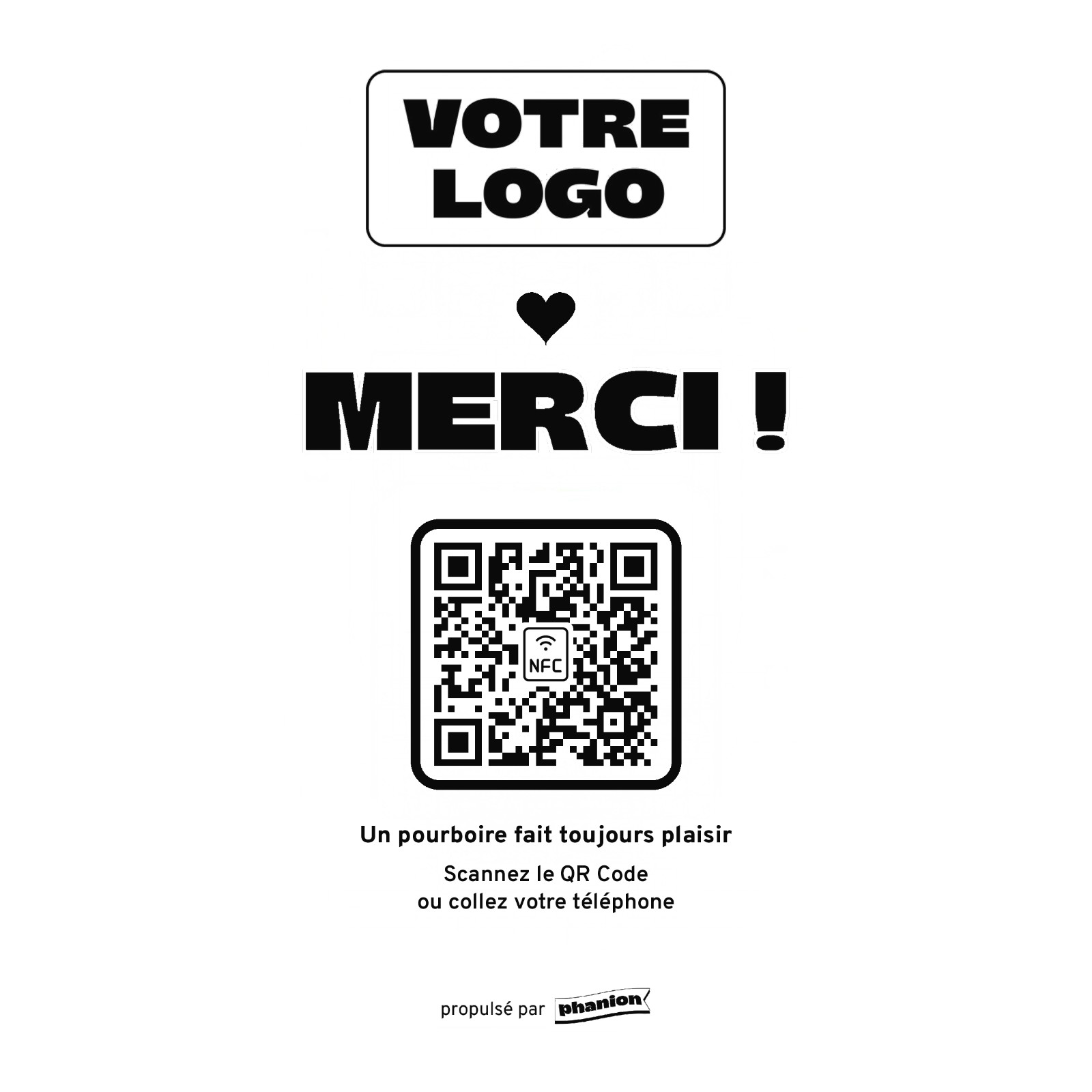 Aperçu de votre plaque pourboire « merci » led