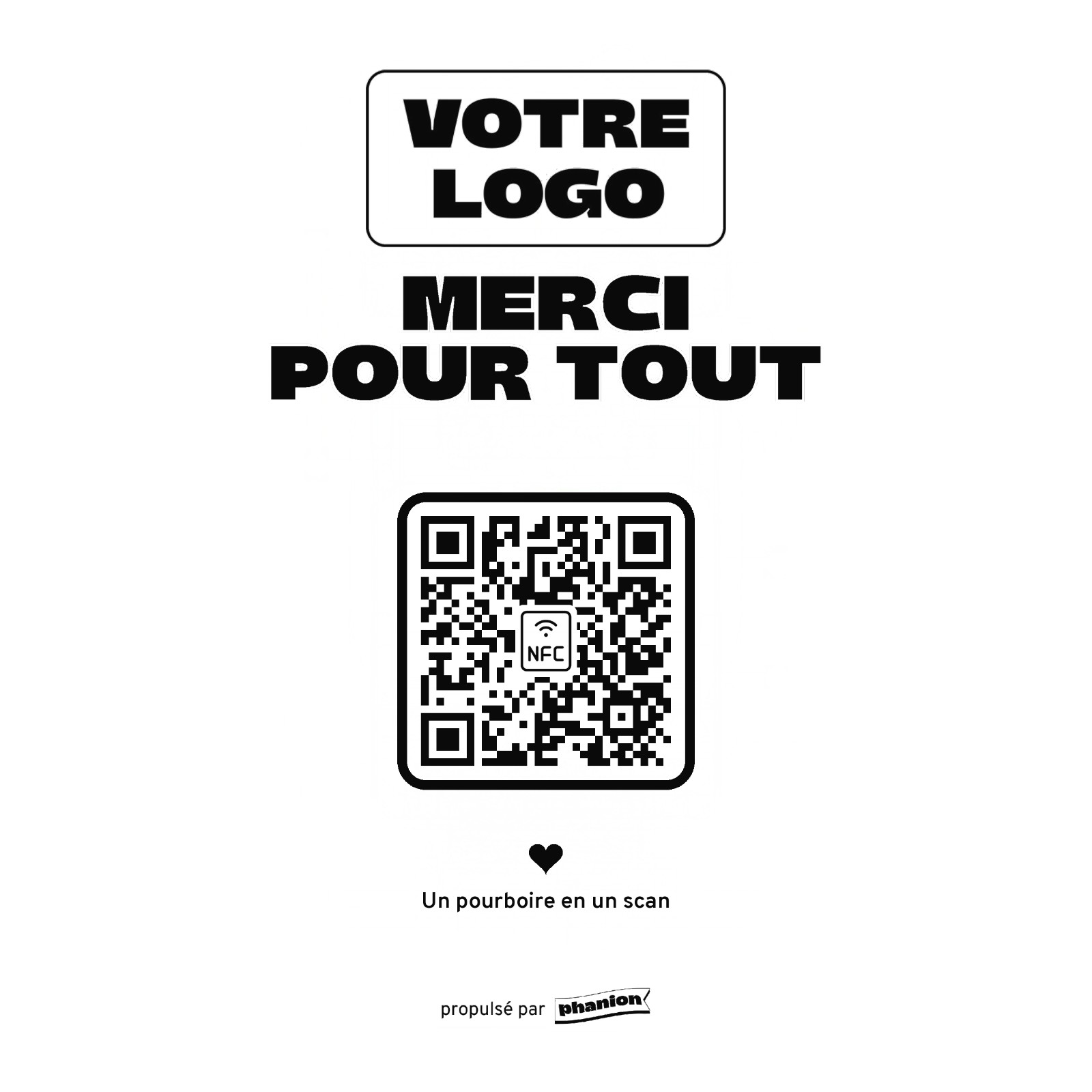 Aperçu de votre plaque pourboire « merci pour tout » led