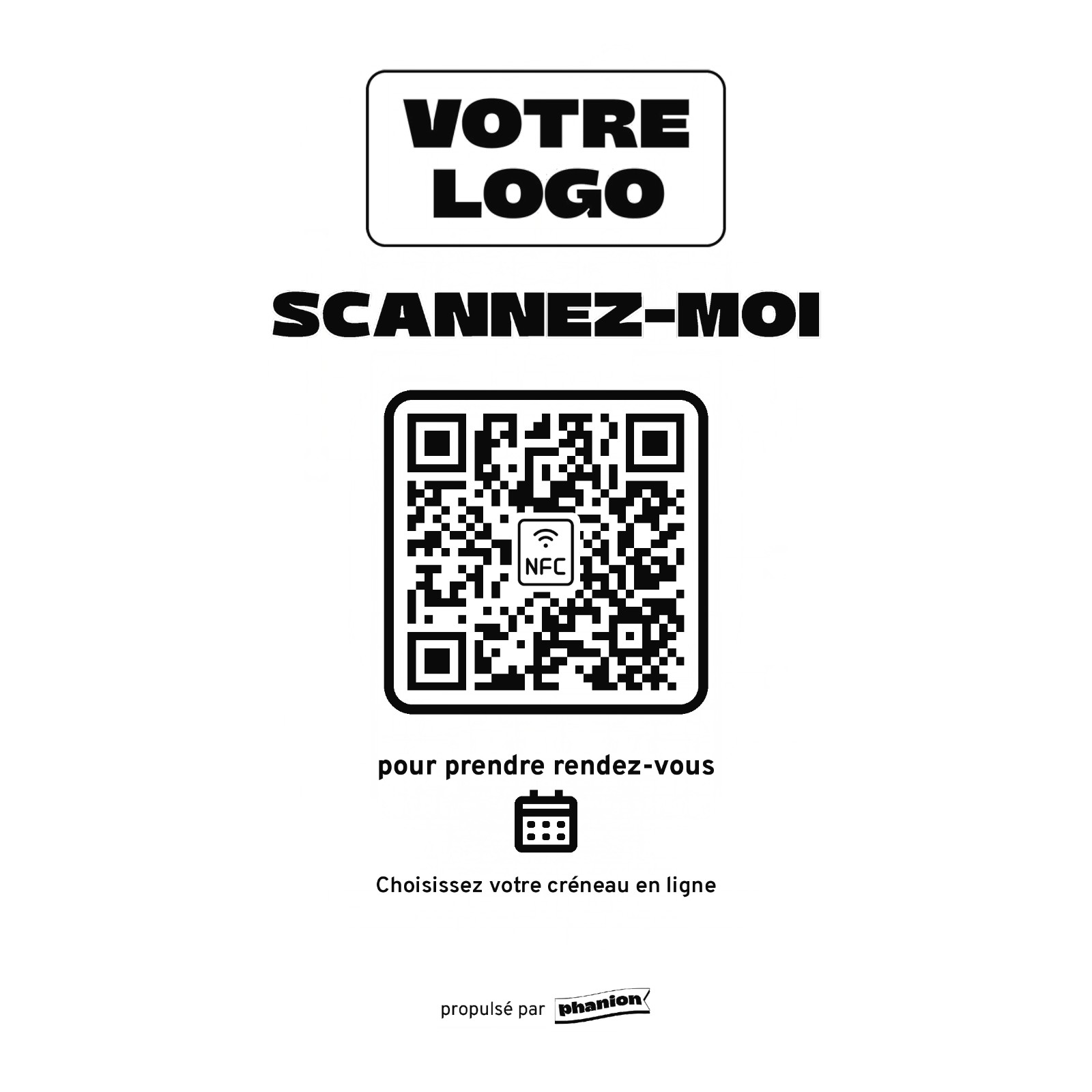 Aperçu de votre plaque rendez-vous « scannez-moi pour prendre rendez-vous » acrylique