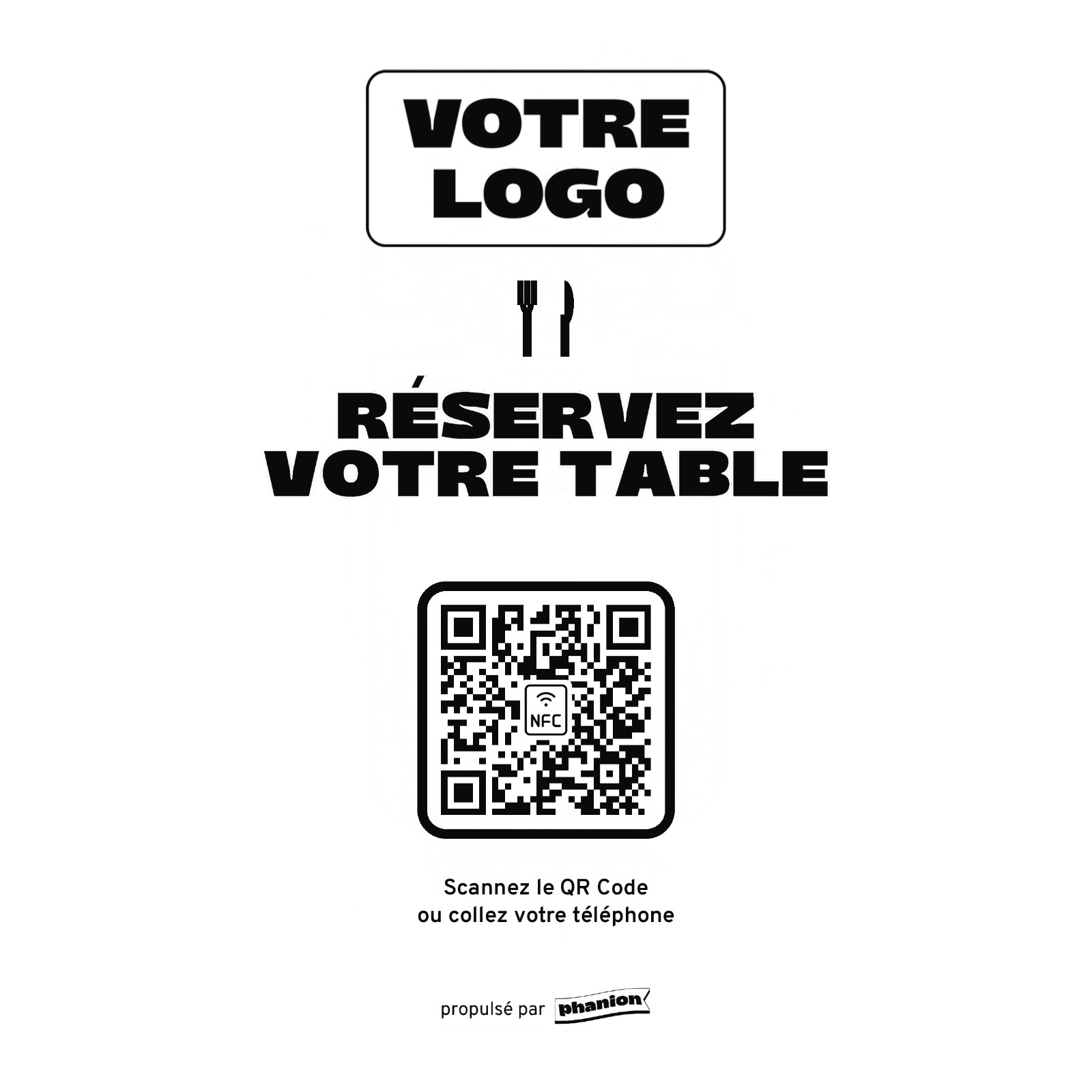 Aperçu de votre plaque rendez-vous « réservez votre table » acrylique